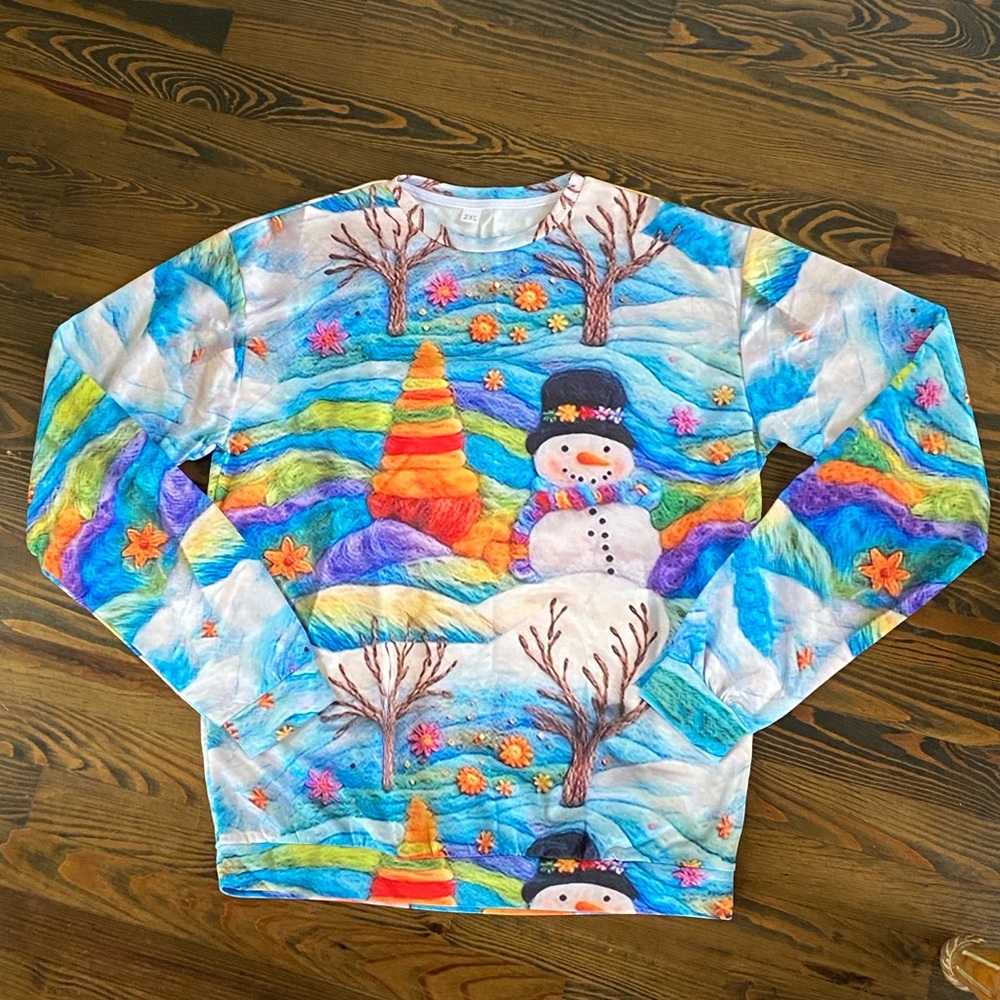 Snowman Christmas Tree Holiday Sweatshirt-2X